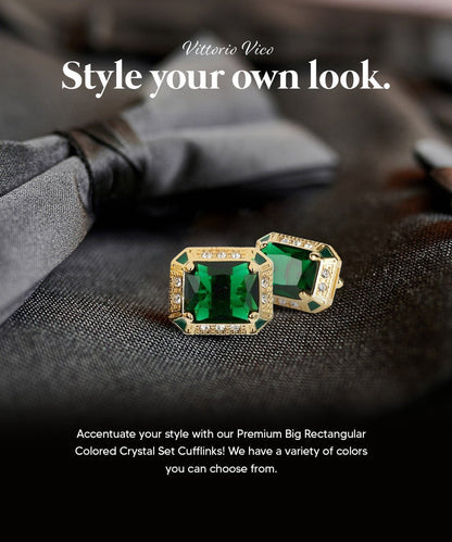 BLING Colorstone Cufflinks with Rectangular Crystal in a Box by Vittorio Vico (CL73XX) (CL - 7314) for Independent Retail Stores by Dubal Brothers