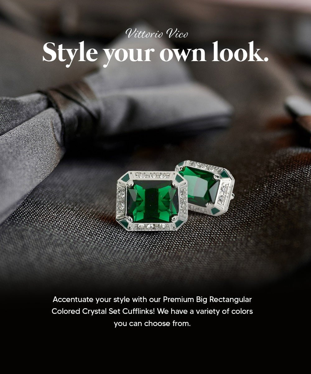BLING Colorstone Cufflinks with Rectangular Crystal in a Box by Vittorio Vico (CL73XX) (CL - 7315) for Independent Retail Stores by Dubal Brothers