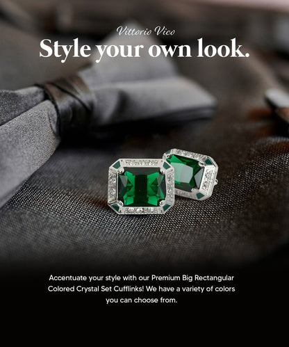 BLING Colorstone Cufflinks with Rectangular Crystal in a Box by Vittorio Vico (CL73XX) (CL - 7315) for Independent Retail Stores by Dubal Brothers