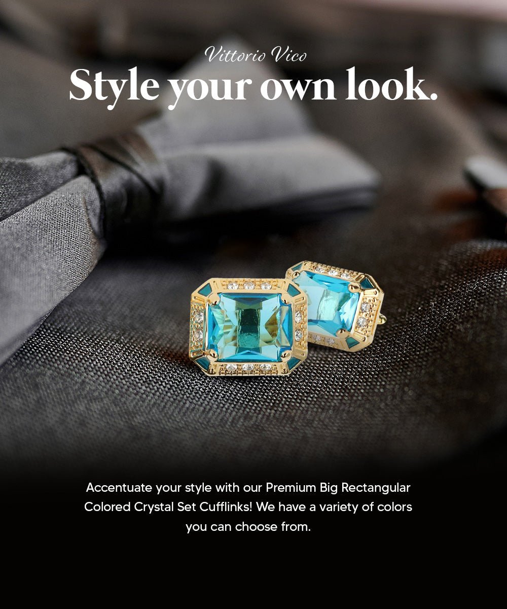 BLING Colorstone Cufflinks with Rectangular Crystal in a Box by Vittorio Vico (CL73XX) (CL - 7316) for Independent Retail Stores by Dubal Brothers
