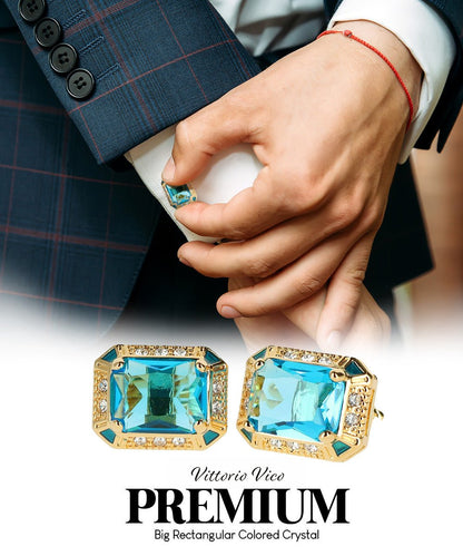 BLING Colorstone Cufflinks with Rectangular Crystal in a Box by Vittorio Vico (CL73XX) (CL - 7316) for Independent Retail Stores by Dubal Brothers