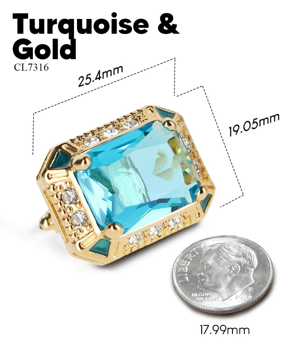 BLING Colorstone Cufflinks with Rectangular Crystal in a Box by Vittorio Vico (CL73XX) (CL - 7316) for Independent Retail Stores by Dubal Brothers