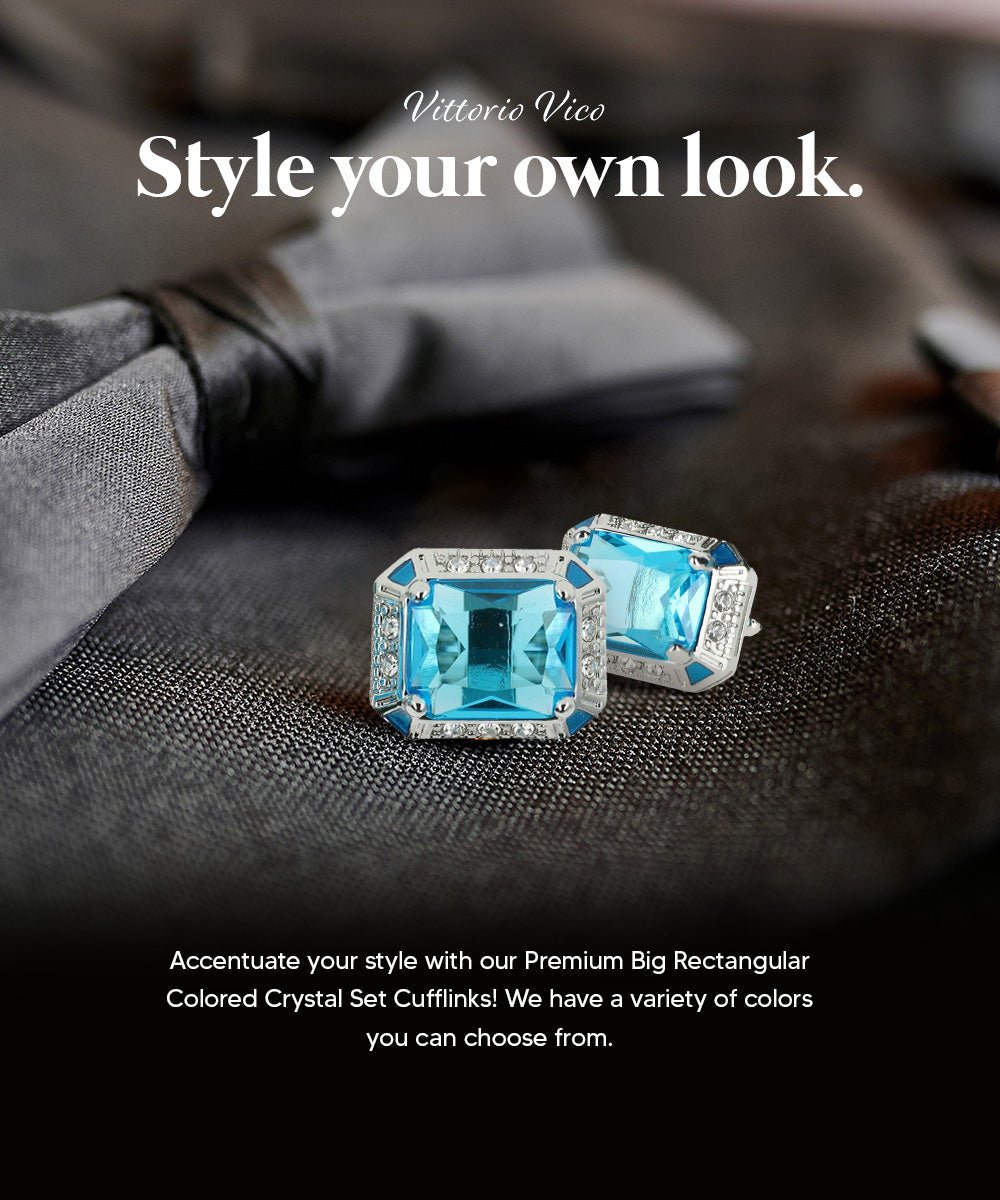 BLING Colorstone Cufflinks with Rectangular Crystal in a Box by Vittorio Vico (CL73XX) (CL - 7317) for Independent Retail Stores by Dubal Brothers