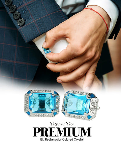 BLING Colorstone Cufflinks with Rectangular Crystal in a Box by Vittorio Vico (CL73XX) (CL - 7317) for Independent Retail Stores by Dubal Brothers