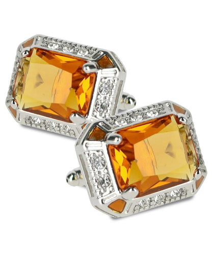 BLING Colorstone Cufflinks with Rectangular Crystal in a Box by Vittorio Vico (CL73XX) (CL - 7319) for Independent Retail Stores by Dubal Brothers
