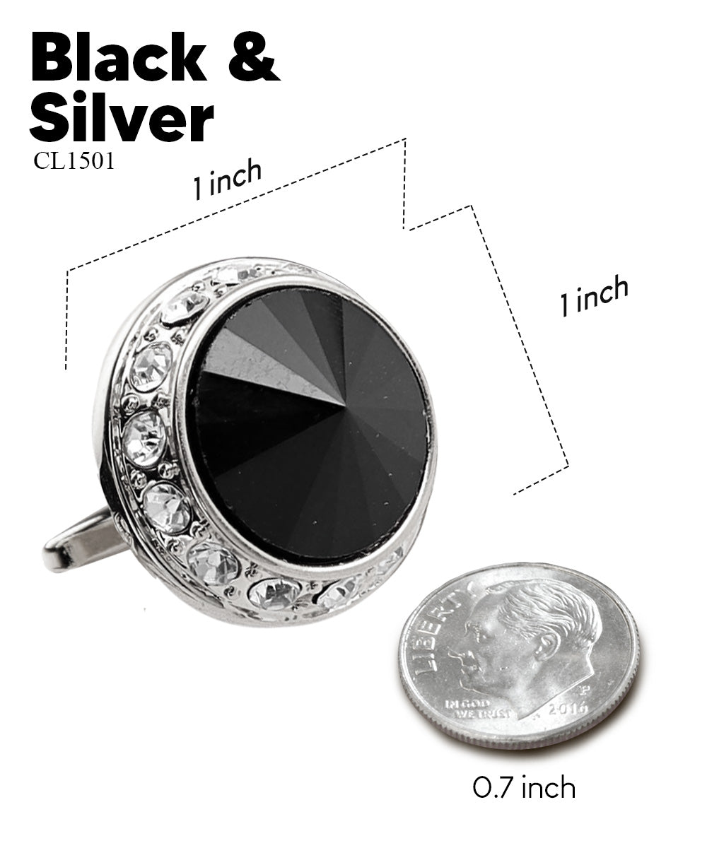 Bling Colorstone Cufflinks with Round Setting in a Box by Vittorio Vico (CL15XX) (cl - 1501) for Independent Retail Stores by Dubal Brothers