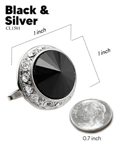 Bling Colorstone Cufflinks with Round Setting in a Box by Vittorio Vico (CL15XX) (cl - 1501) for Independent Retail Stores by Dubal Brothers