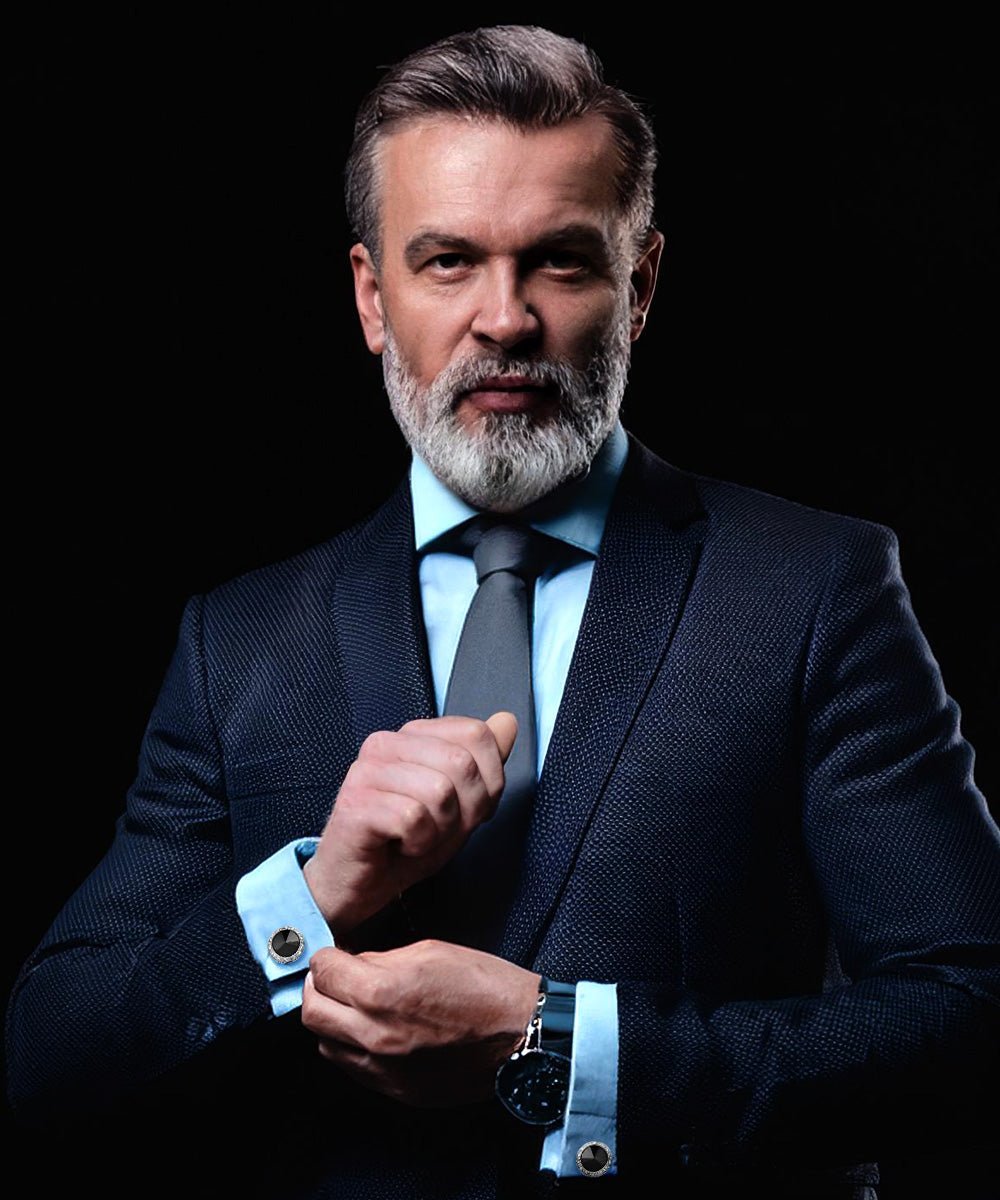 Bling Colorstone Cufflinks with Round Setting in a Box by Vittorio Vico (CL15XX) (cl - 1501) for Independent Retail Stores by Dubal Brothers