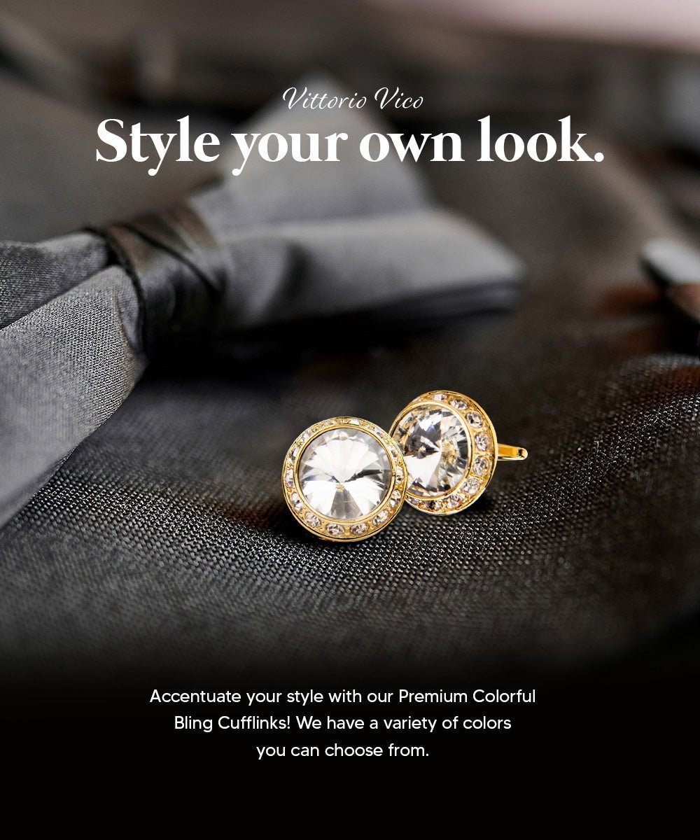 Bling Colorstone Cufflinks with Round Setting in a Box by Vittorio Vico (CL15XX) (cl - 1502) for Independent Retail Stores by Dubal Brothers