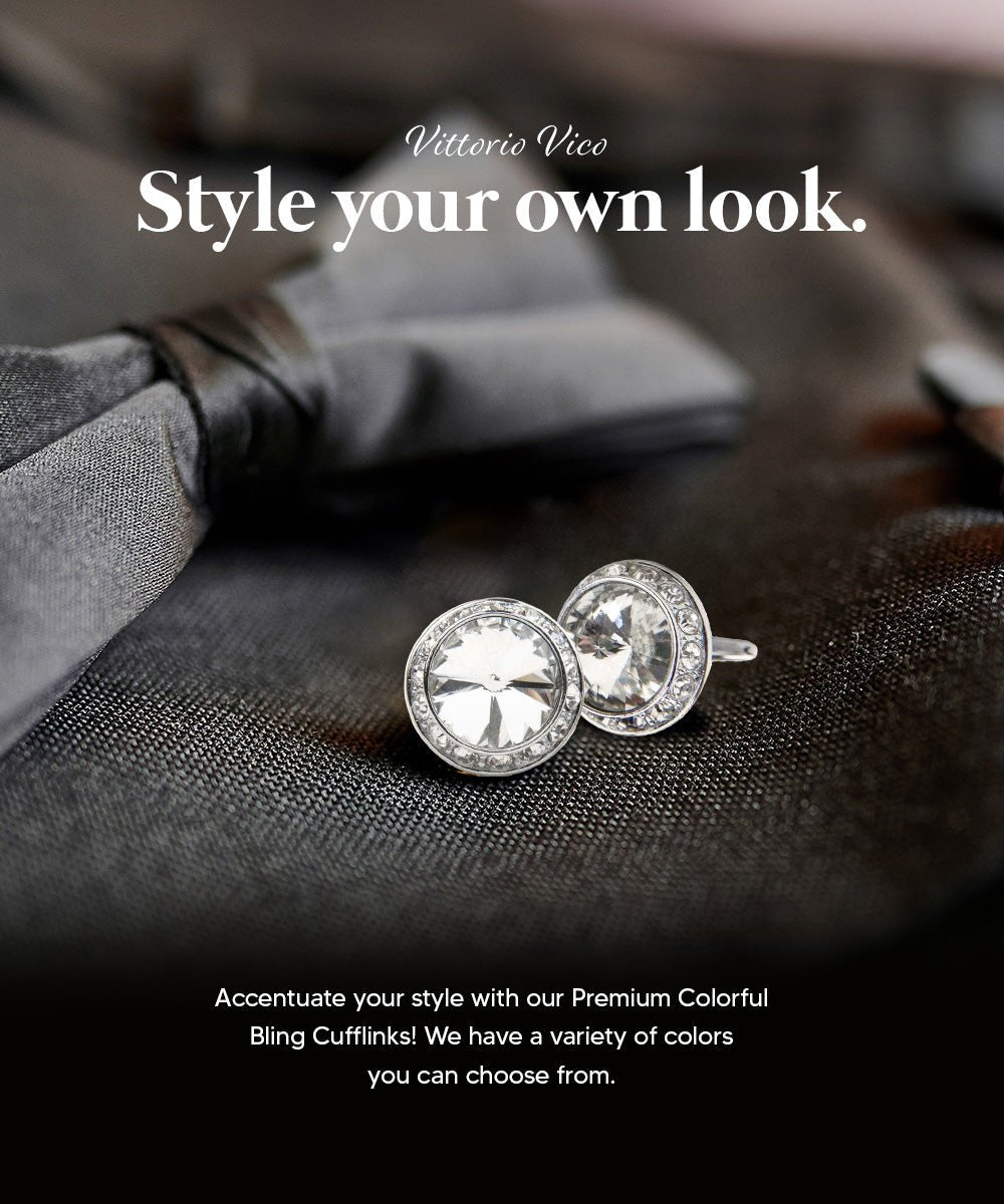 Bling Colorstone Cufflinks with Round Setting in a Box by Vittorio Vico (CL15XX) (cl - 1503) for Independent Retail Stores by Dubal Brothers