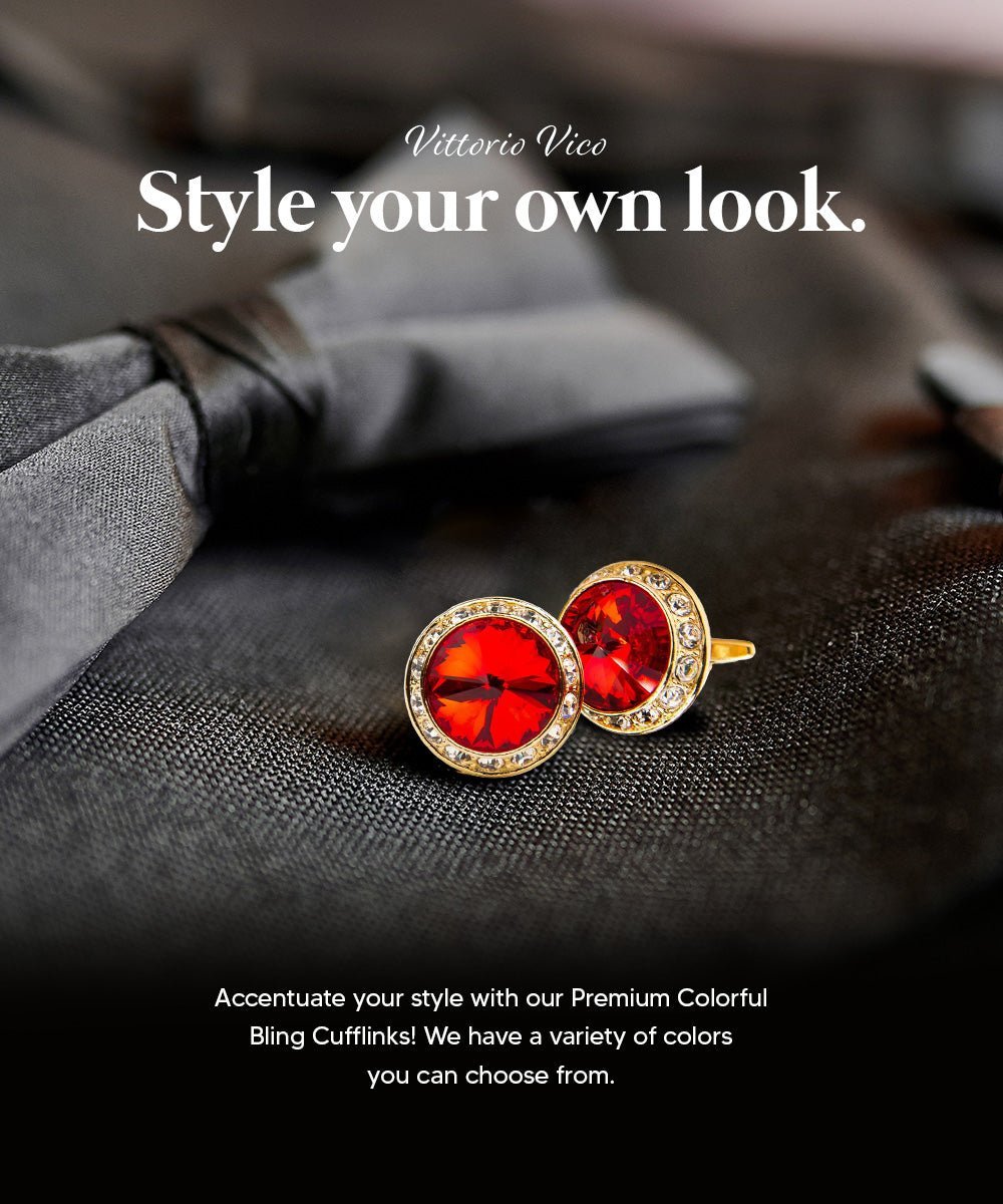 Bling Colorstone Cufflinks with Round Setting in a Box by Vittorio Vico (CL15XX) (cl - 1504) for Independent Retail Stores by Dubal Brothers