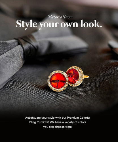 Bling Colorstone Cufflinks with Round Setting in a Box by Vittorio Vico (CL15XX) (cl - 1504) for Independent Retail Stores by Dubal Brothers