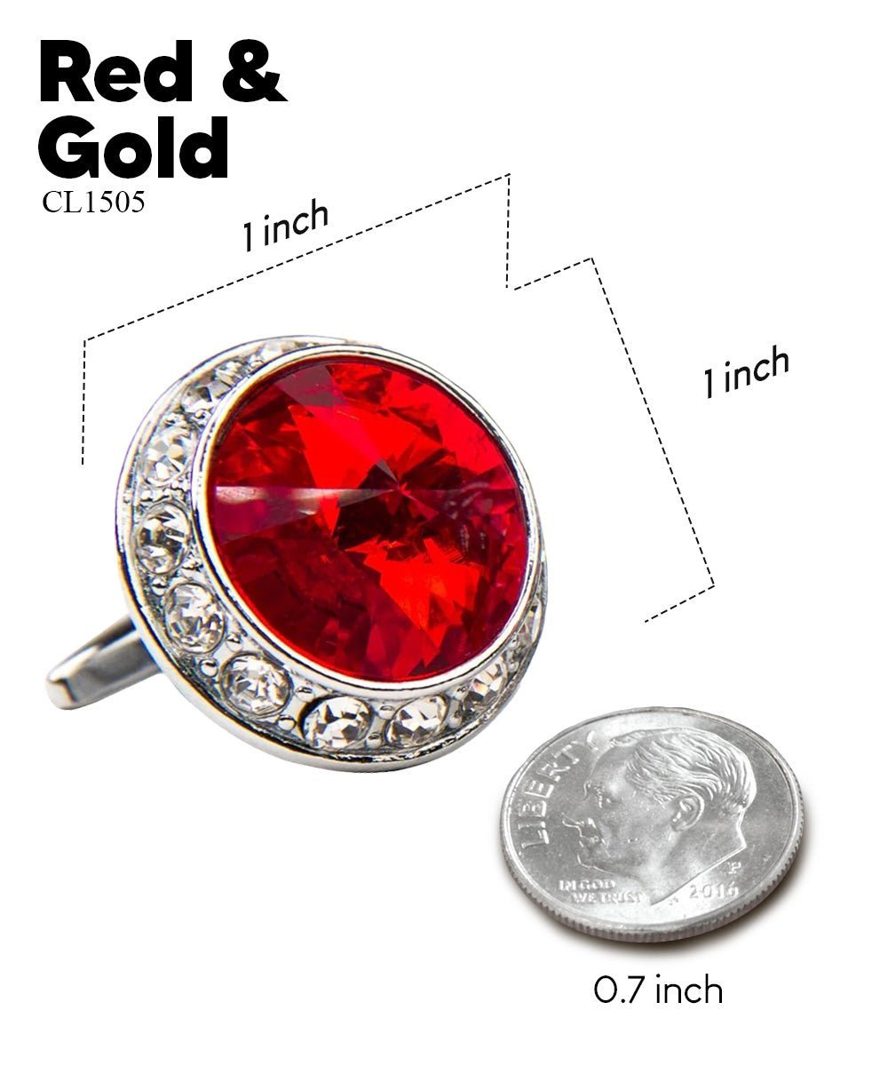 Bling Colorstone Cufflinks with Round Setting in a Box by Vittorio Vico (CL15XX) (cl - 1505) for Independent Retail Stores by Dubal Brothers