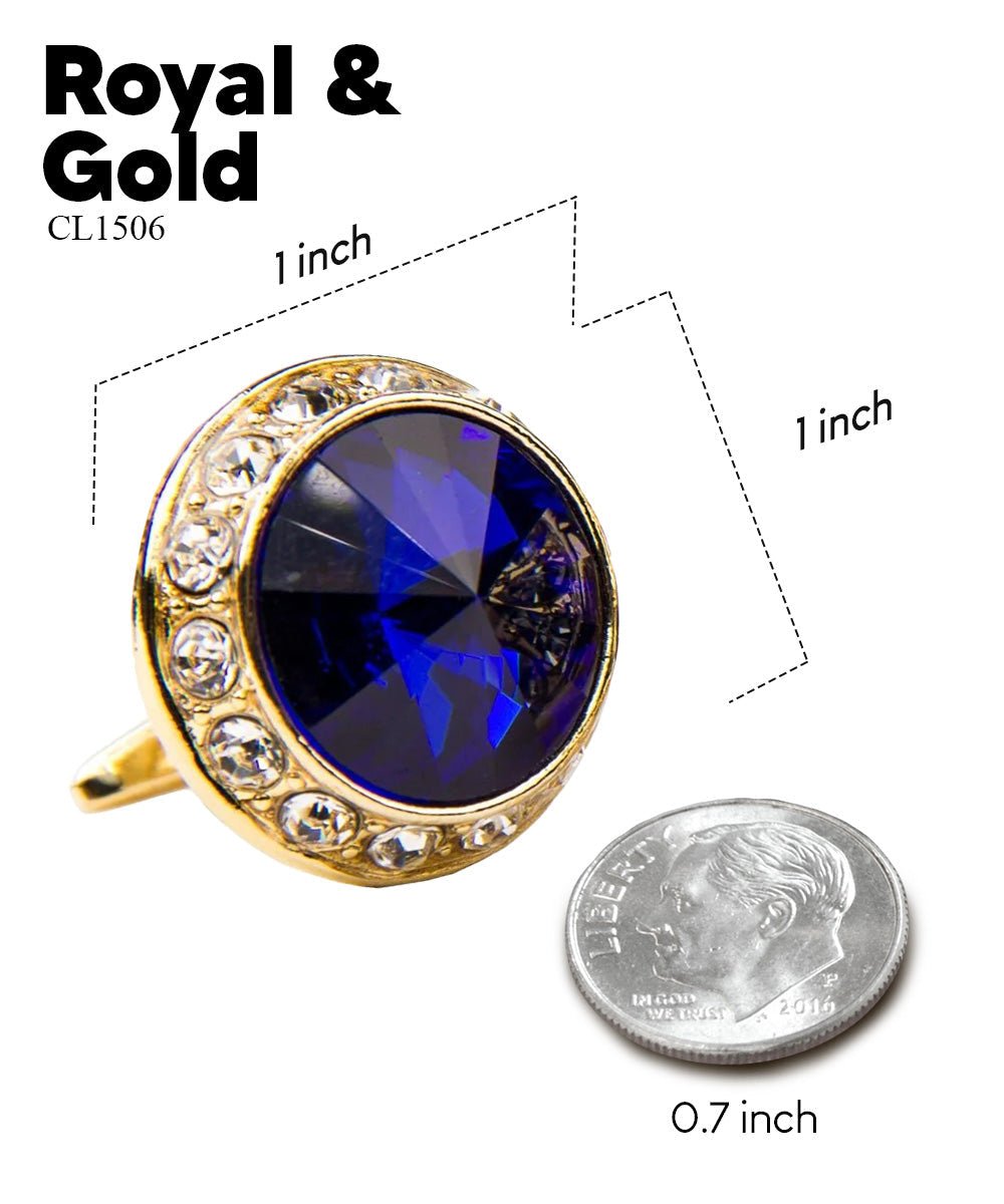 Bling Colorstone Cufflinks with Round Setting in a Box by Vittorio Vico (CL15XX) (cl - 1506) for Independent Retail Stores by Dubal Brothers
