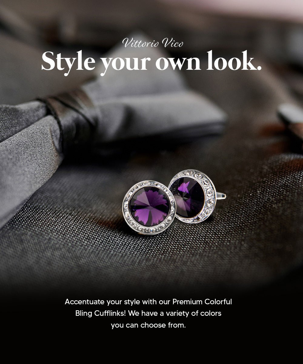 Bling Colorstone Cufflinks with Round Setting in a Box by Vittorio Vico (CL15XX) (cl - 1511) for Independent Retail Stores by Dubal Brothers