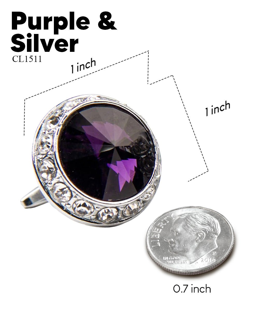 Bling Colorstone Cufflinks with Round Setting in a Box by Vittorio Vico (CL15XX) (cl - 1511) for Independent Retail Stores by Dubal Brothers