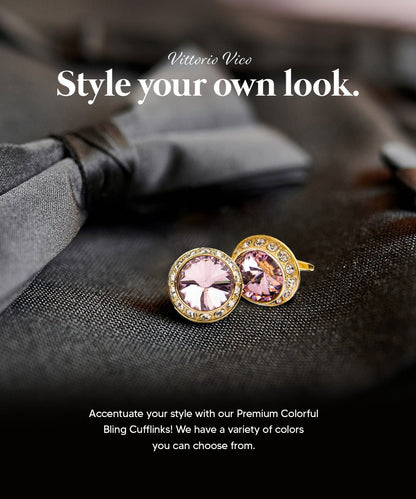 Bling Colorstone Cufflinks with Round Setting in a Box by Vittorio Vico (CL15XX) (cl - 1512) for Independent Retail Stores by Dubal Brothers