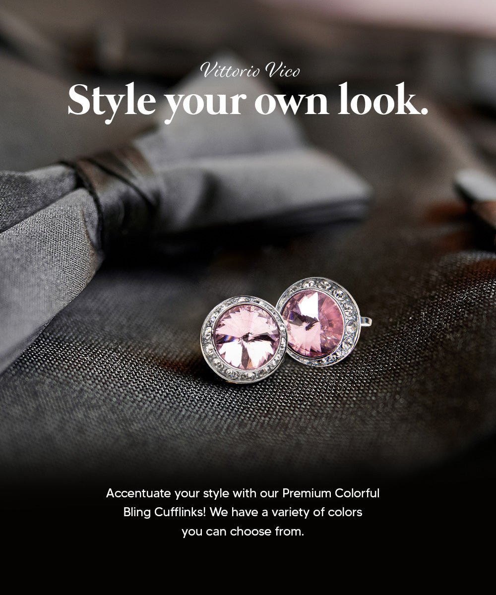 Bling Colorstone Cufflinks with Round Setting in a Box by Vittorio Vico (CL15XX) (cl - 1513) for Independent Retail Stores by Dubal Brothers