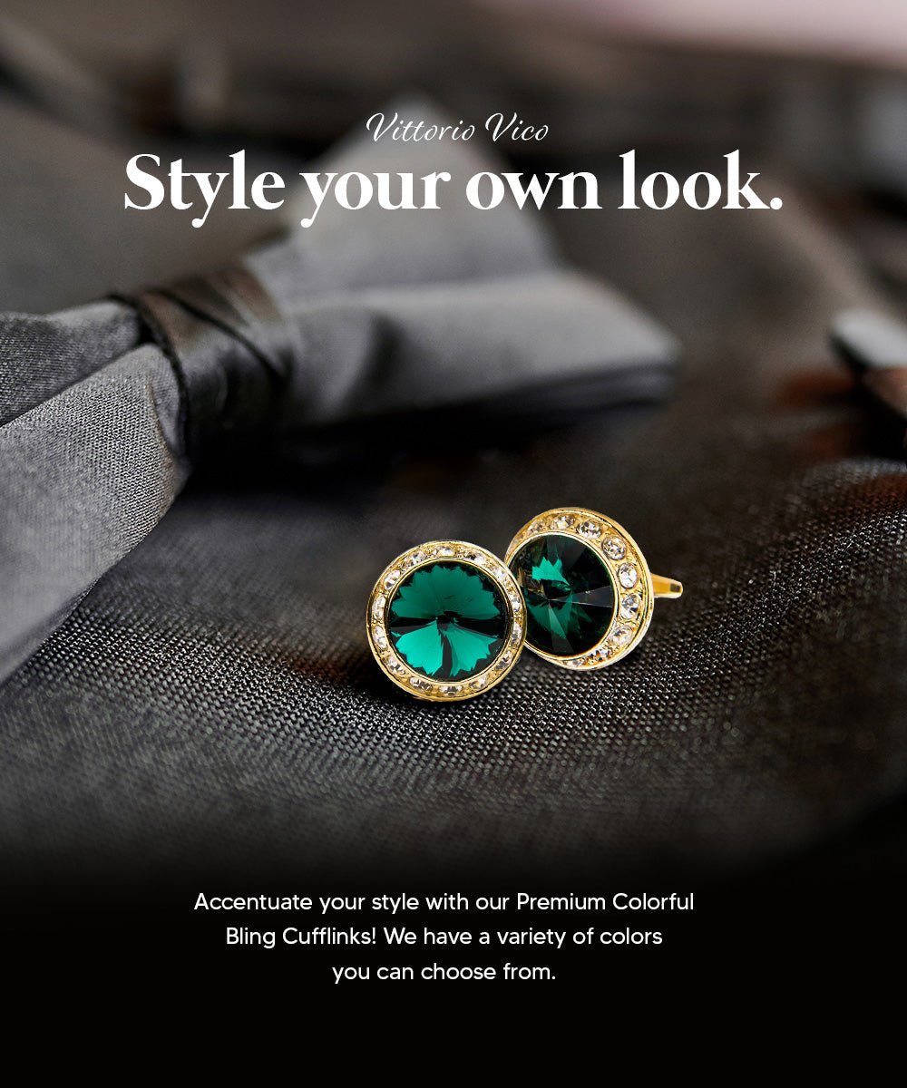 Bling Colorstone Cufflinks with Round Setting in a Box by Vittorio Vico (CL15XX) (cl - 1514) for Independent Retail Stores by Dubal Brothers