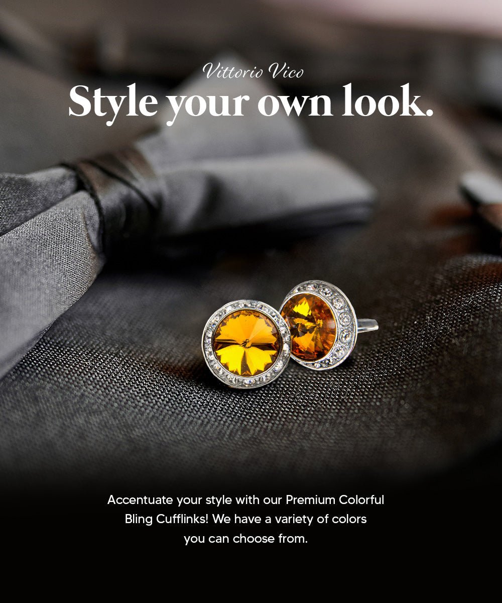 Bling Colorstone Cufflinks with Round Setting in a Box by Vittorio Vico (CL15XX) (cl - 1519) for Independent Retail Stores by Dubal Brothers