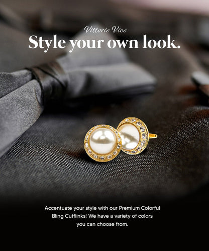 Bling Colorstone Cufflinks with Round Setting in a Box by Vittorio Vico (CL15XX) (cl - 1522) for Independent Retail Stores by Dubal Brothers