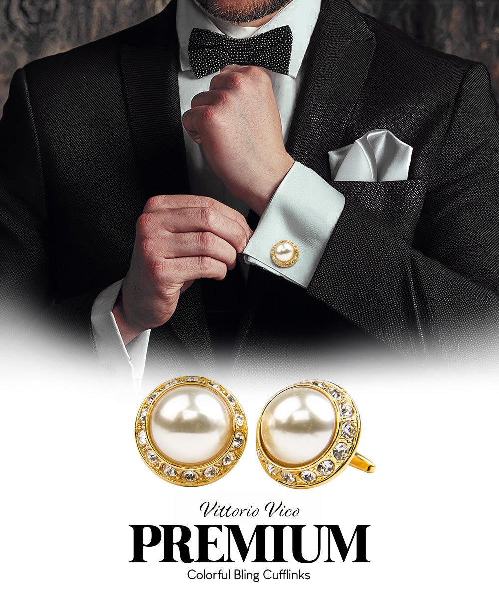 Bling Colorstone Cufflinks with Round Setting in a Box by Vittorio Vico (CL15XX) (cl - 1522) for Independent Retail Stores by Dubal Brothers