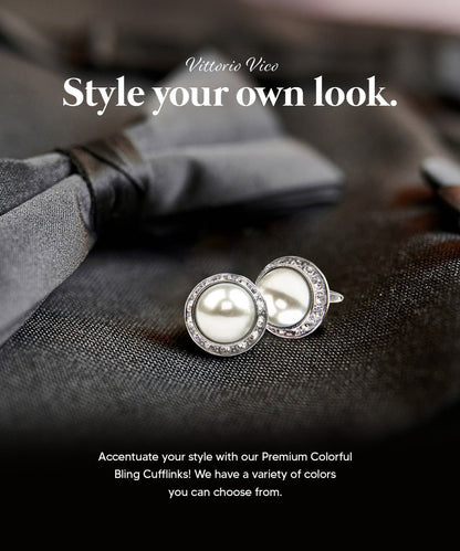 Bling Colorstone Cufflinks with Round Setting in a Box by Vittorio Vico (CL15XX) (cl - 1523) for Independent Retail Stores by Dubal Brothers