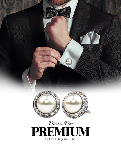 Bling Colorstone Cufflinks with Round Setting in a Box by Vittorio Vico (CL15XX) (cl - 1523) for Independent Retail Stores by Dubal Brothers