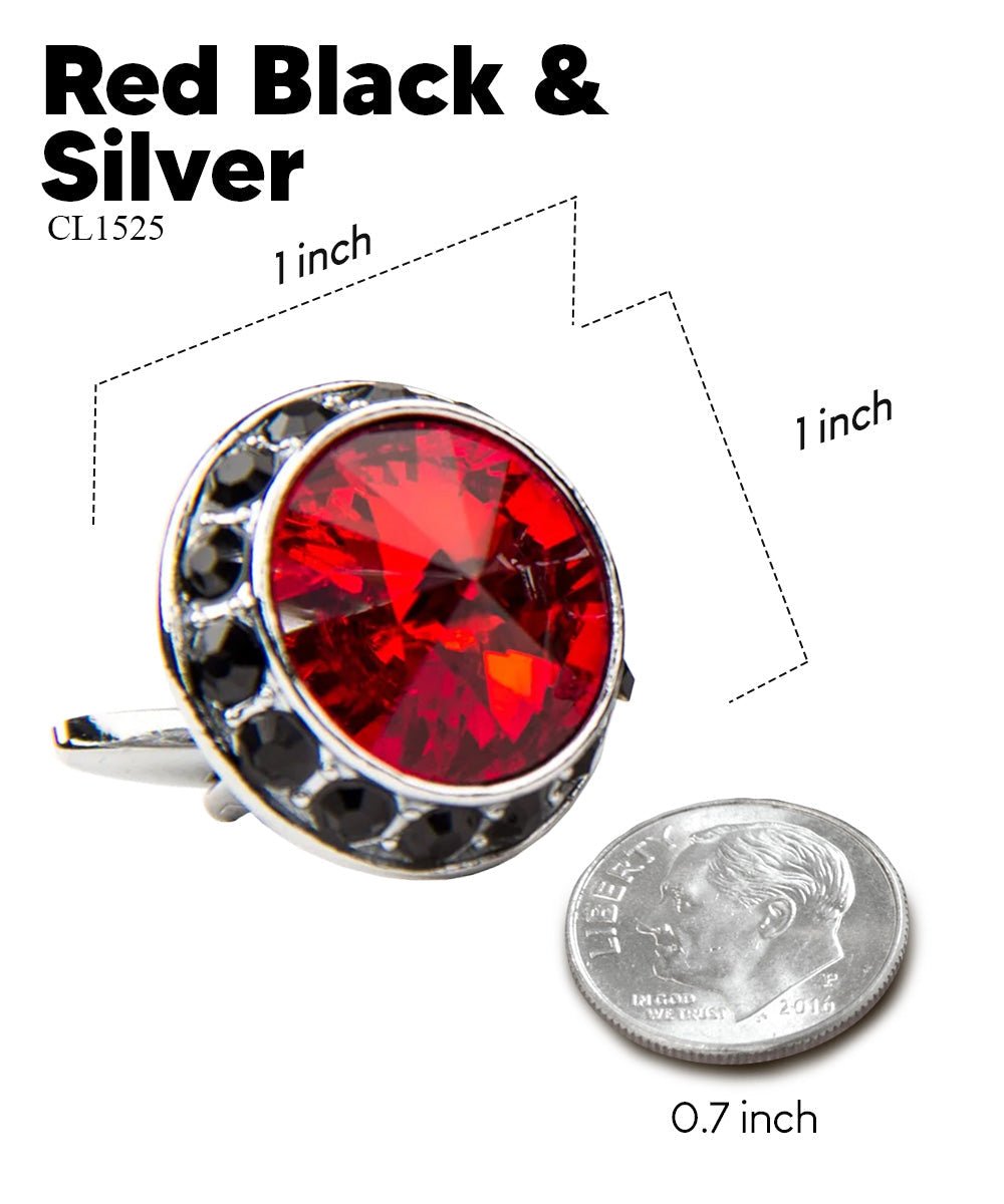 Bling Colorstone Cufflinks with Round Setting in a Box by Vittorio Vico (CL15XX) (cl - 1525) for Independent Retail Stores by Dubal Brothers