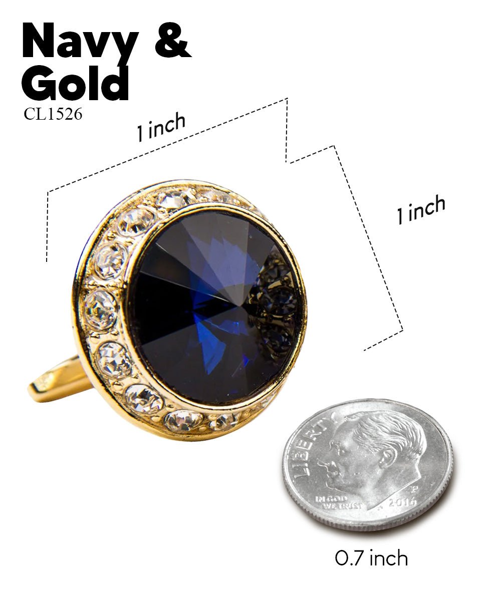 Bling Colorstone Cufflinks with Round Setting in a Box by Vittorio Vico (CL15XX) (cl - 1526) for Independent Retail Stores by Dubal Brothers