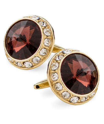 Bling Colorstone Cufflinks with Round Setting in a Box by Vittorio Vico (CL15XX) (cl - 1528) for Independent Retail Stores by Dubal Brothers
