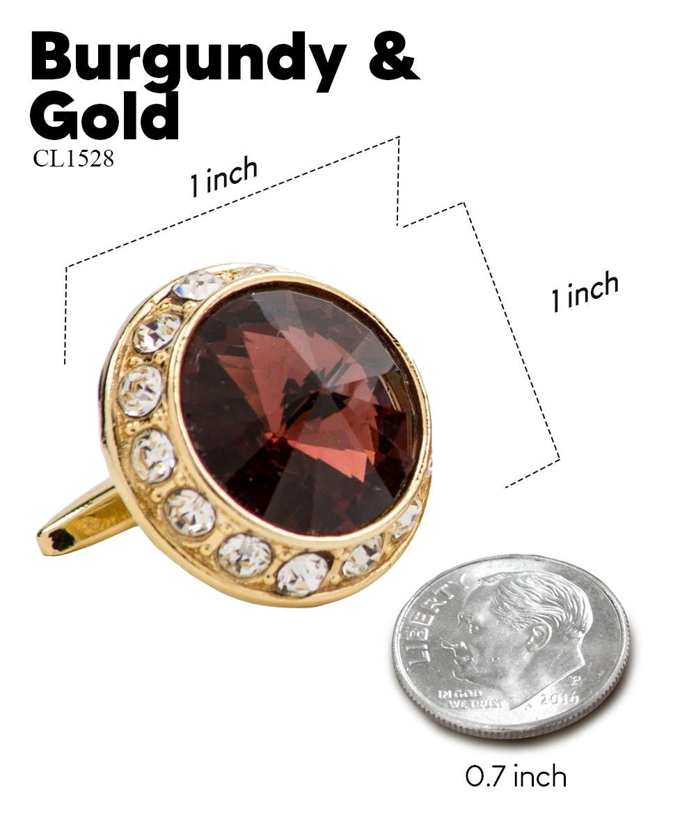 Bling Colorstone Cufflinks with Round Setting in a Box by Vittorio Vico (CL15XX) (cl - 1528) for Independent Retail Stores by Dubal Brothers