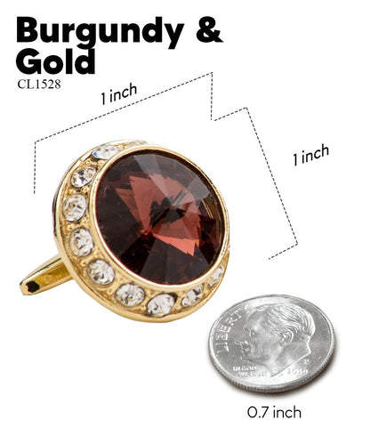 Bling Colorstone Cufflinks with Round Setting in a Box by Vittorio Vico (CL15XX) (cl - 1528) for Independent Retail Stores by Dubal Brothers