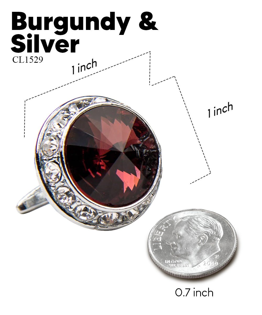 Bling Colorstone Cufflinks with Round Setting in a Box by Vittorio Vico (CL15XX) (cl - 1529) for Independent Retail Stores by Dubal Brothers