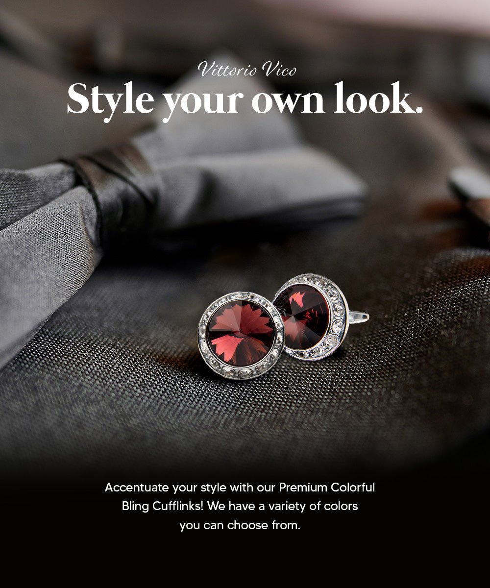 Bling Colorstone Cufflinks with Round Setting in a Box by Vittorio Vico (CL15XX) (cl - 1529) for Independent Retail Stores by Dubal Brothers