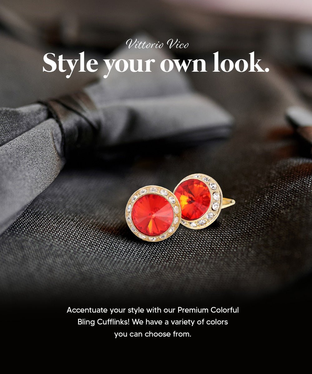 Bling Colorstone Cufflinks with Round Setting in a Box by Vittorio Vico (CL15XX) (cl - 1534) for Independent Retail Stores by Dubal Brothers