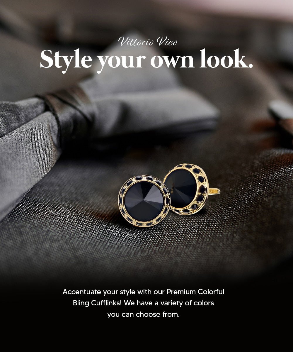 Bling Colorstone Cufflinks with Round Setting in a Box by Vittorio Vico (CL15XX) (cl - 1550) for Independent Retail Stores by Dubal Brothers