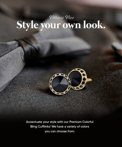 Bling Colorstone Cufflinks with Round Setting in a Box by Vittorio Vico (CL15XX) (cl - 1550) for Independent Retail Stores by Dubal Brothers