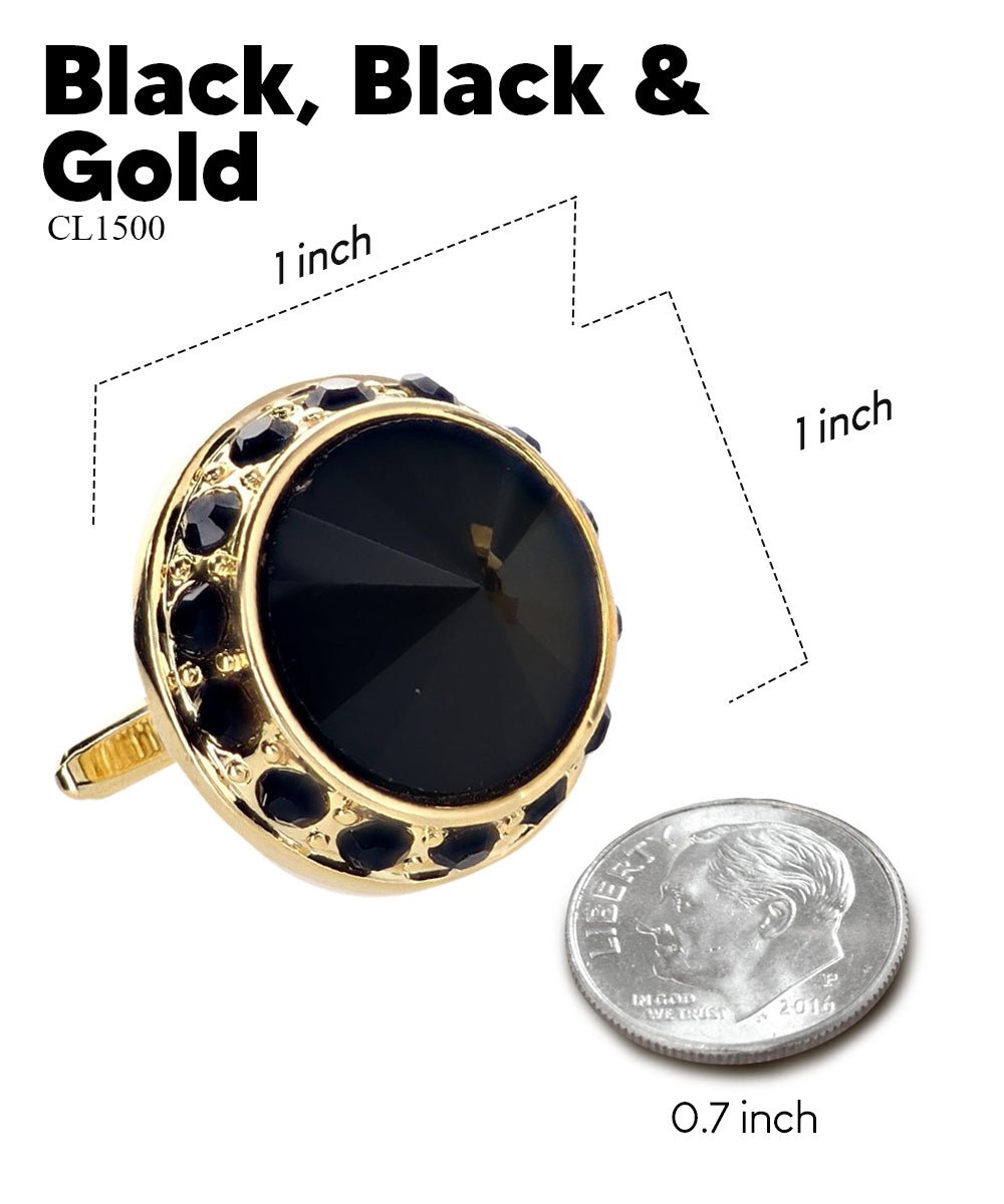 Bling Colorstone Cufflinks with Round Setting in a Box by Vittorio Vico (CL15XX) (cl - 1550) for Independent Retail Stores by Dubal Brothers