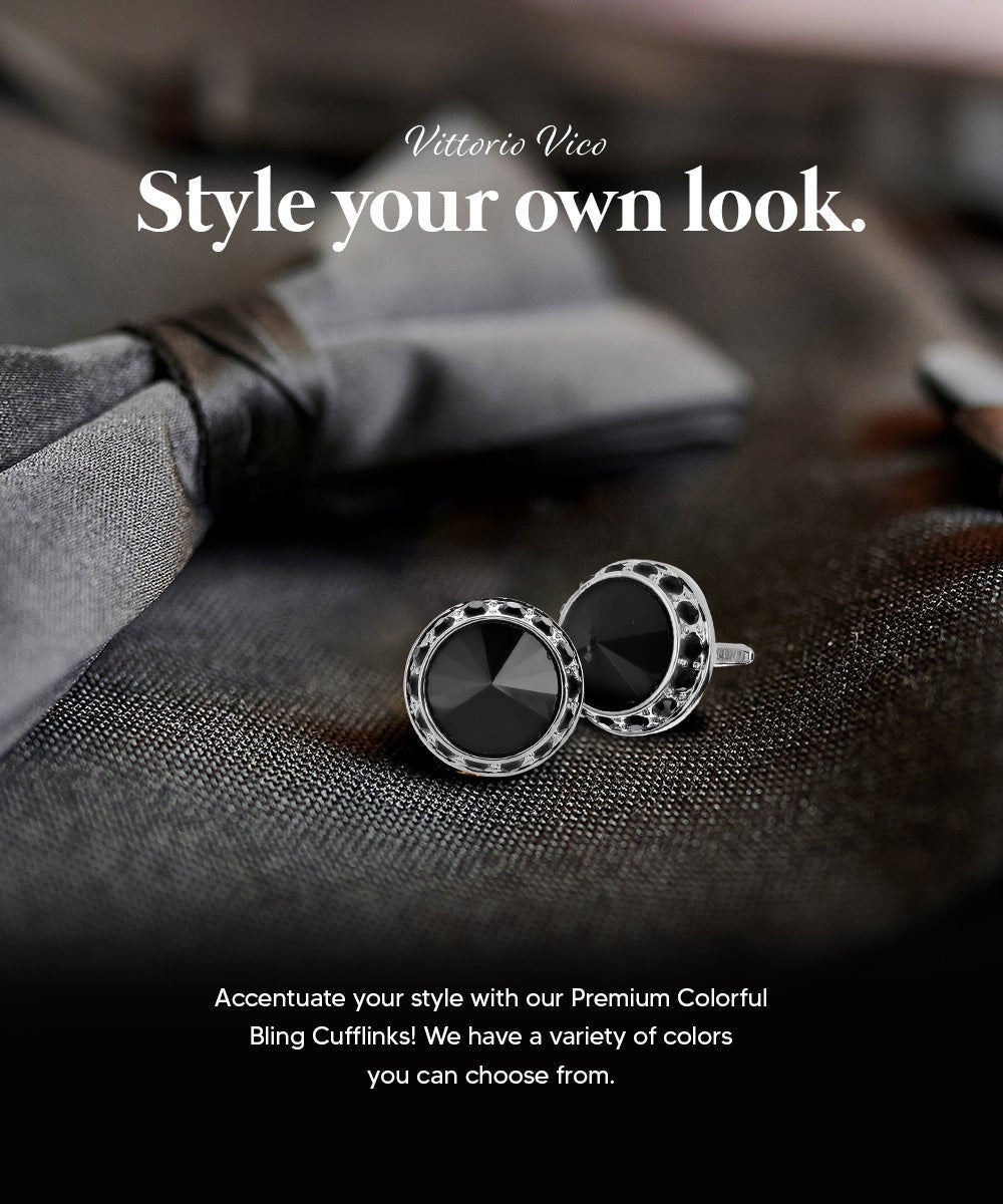 Bling Colorstone Cufflinks with Round Setting in a Box by Vittorio Vico (CL15XX) (cl - 1551) for Independent Retail Stores by Dubal Brothers