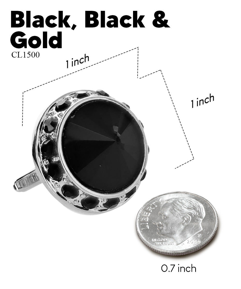 Bling Colorstone Cufflinks with Round Setting in a Box by Vittorio Vico (CL15XX) (cl - 1551) for Independent Retail Stores by Dubal Brothers