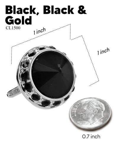 Bling Colorstone Cufflinks with Round Setting in a Box by Vittorio Vico (CL15XX) (cl - 1551) for Independent Retail Stores by Dubal Brothers