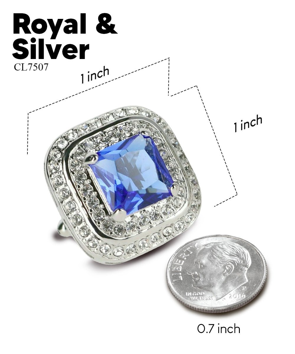 BLING Colorstone Cufflinks with Square Crystal Double Diamond Set in a Box by Vittorio Vico (CL75XX) (CL - 7500) for Independent Retail Stores by Dubal Brothers