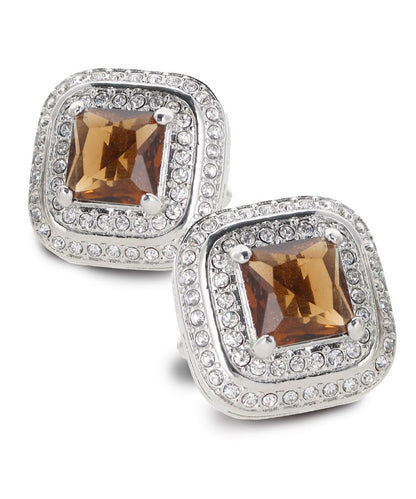 BLING Colorstone Cufflinks with Square Crystal Double Diamond Set in a Box by Vittorio Vico (CL75XX) (CL - 7501) for Independent Retail Stores by Dubal Brothers
