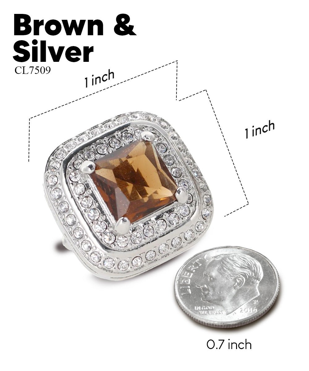 BLING Colorstone Cufflinks with Square Crystal Double Diamond Set in a Box by Vittorio Vico (CL75XX) (CL - 7502) for Independent Retail Stores by Dubal Brothers