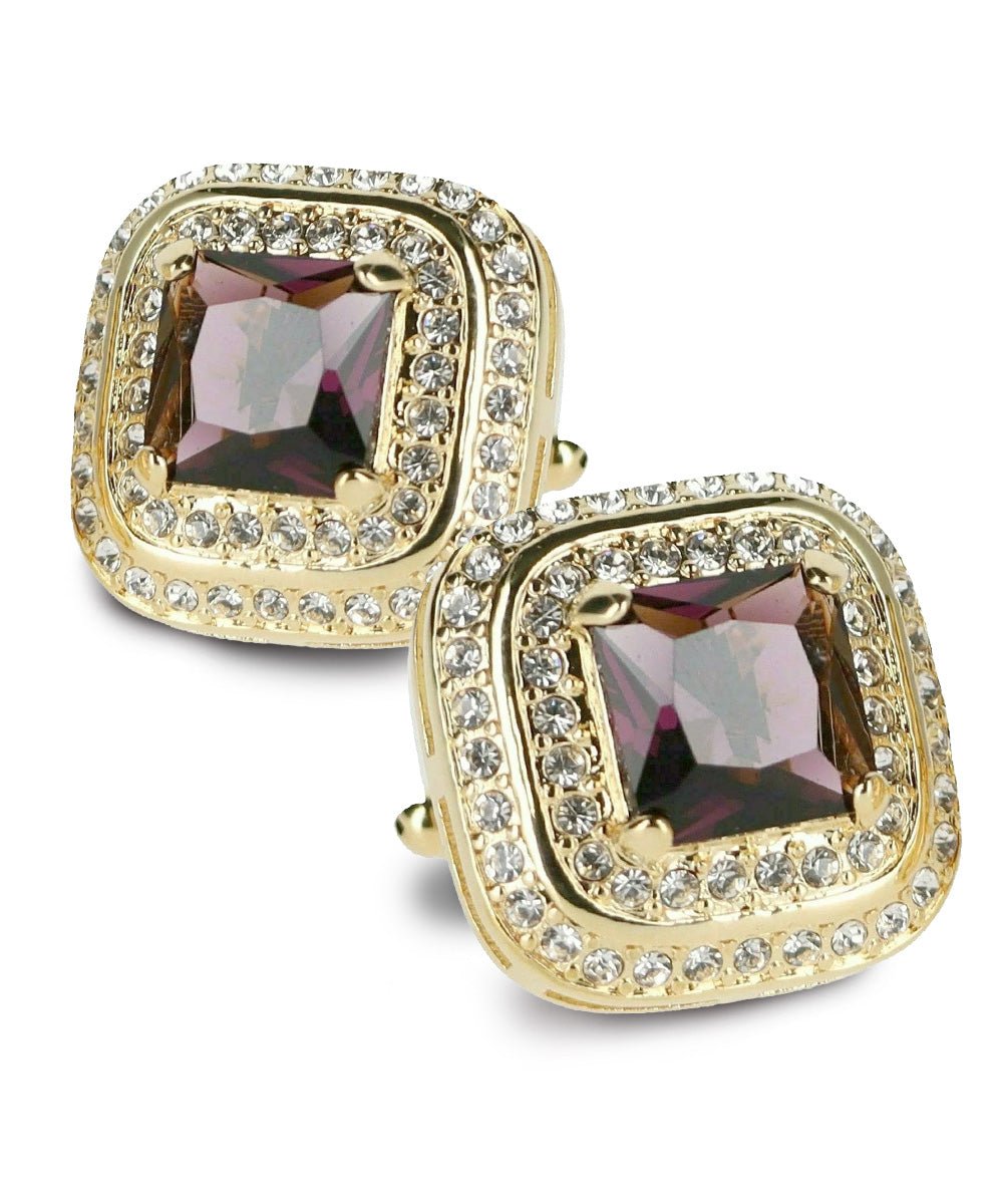 BLING Colorstone Cufflinks with Square Crystal Double Diamond Set in a Box by Vittorio Vico (CL75XX) (CL - 7502) for Independent Retail Stores by Dubal Brothers