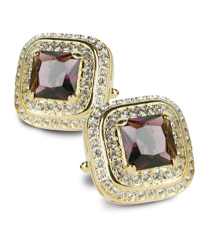 BLING Colorstone Cufflinks with Square Crystal Double Diamond Set in a Box by Vittorio Vico (CL75XX) (CL - 7502) for Independent Retail Stores by Dubal Brothers