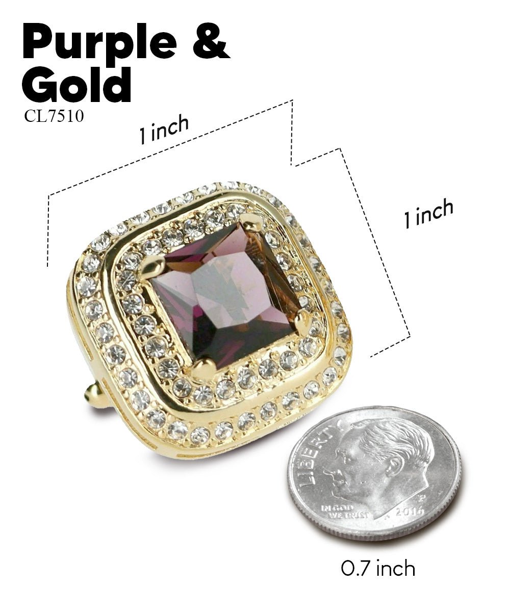 BLING Colorstone Cufflinks with Square Crystal Double Diamond Set in a Box by Vittorio Vico (CL75XX) (CL - 7503) for Independent Retail Stores by Dubal Brothers