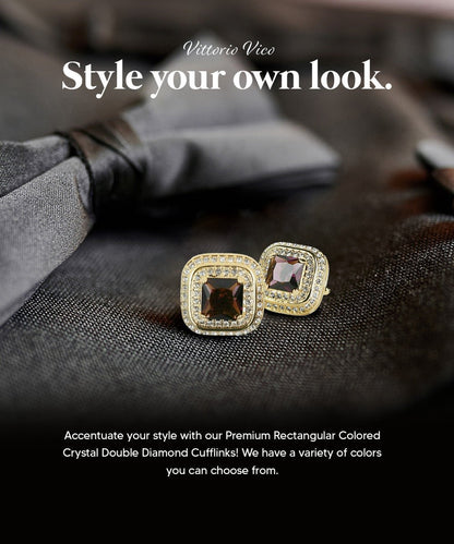 BLING Colorstone Cufflinks with Square Crystal Double Diamond Set in a Box by Vittorio Vico (CL75XX) (CL - 7503) for Independent Retail Stores by Dubal Brothers