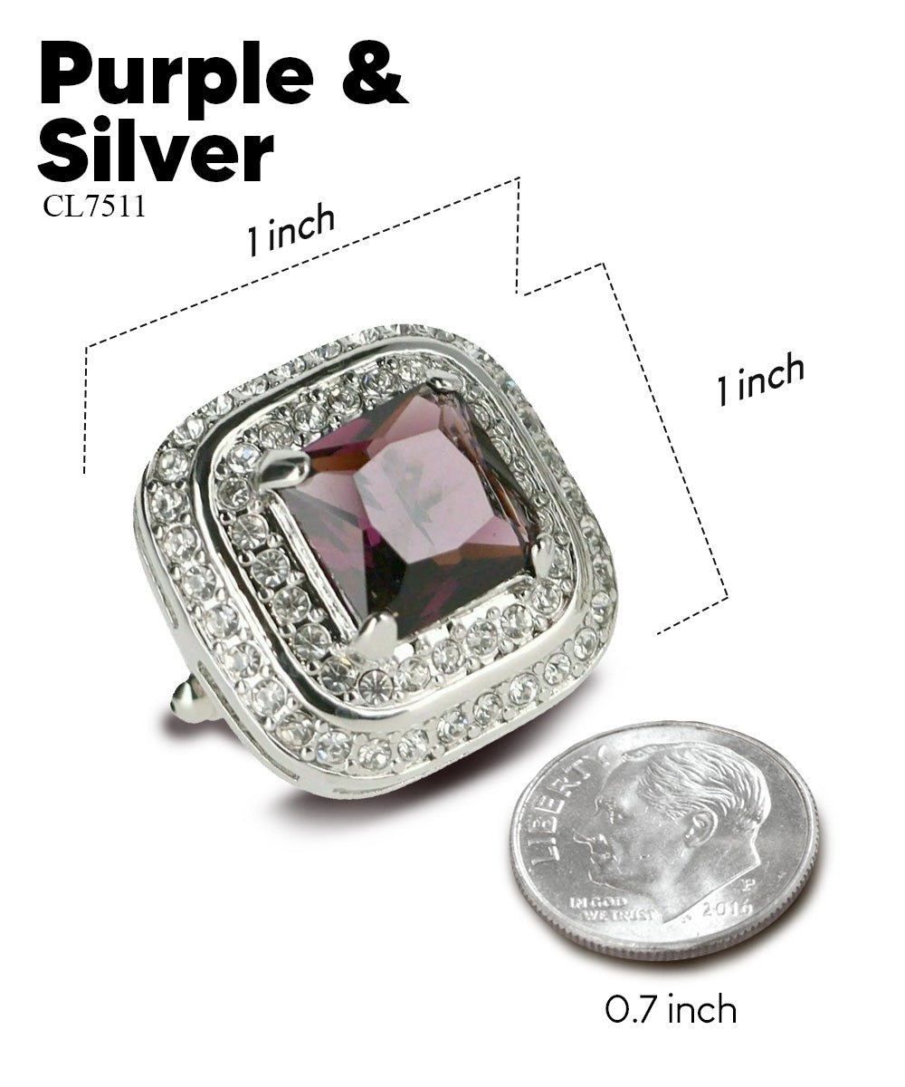 BLING Colorstone Cufflinks with Square Crystal Double Diamond Set in a Box by Vittorio Vico (CL75XX) (CL - 7504) for Independent Retail Stores by Dubal Brothers